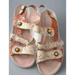 L'Artiste Spring Step Payoka Wedge Sandal Womens 9.5/10 Leather Orange  Straps